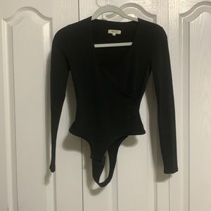Madewell Wrap Thong Bodysuit Black Size XS